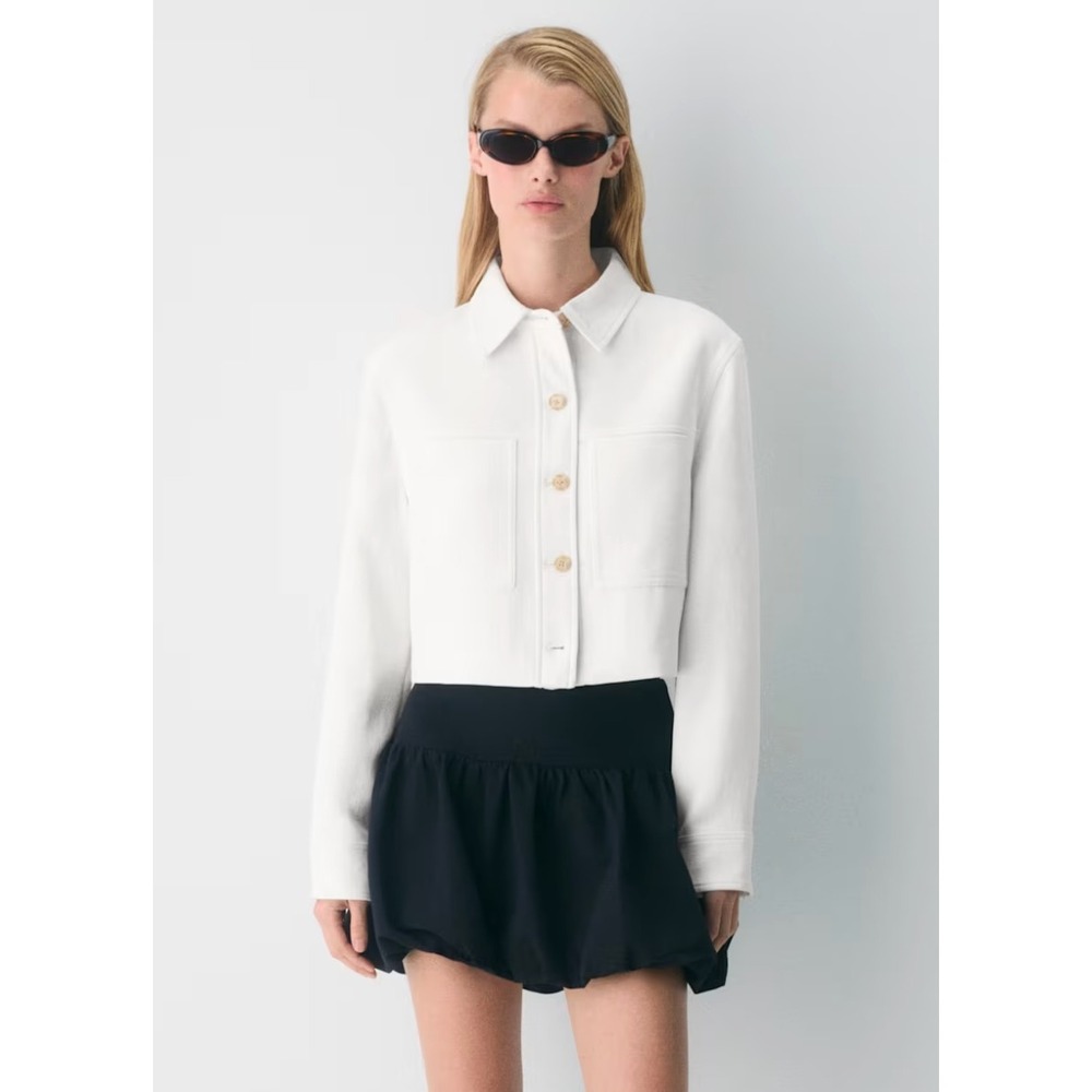 WILFRED‎ Little Cropped Jacket Light Birch White Oversized Button Front Size L